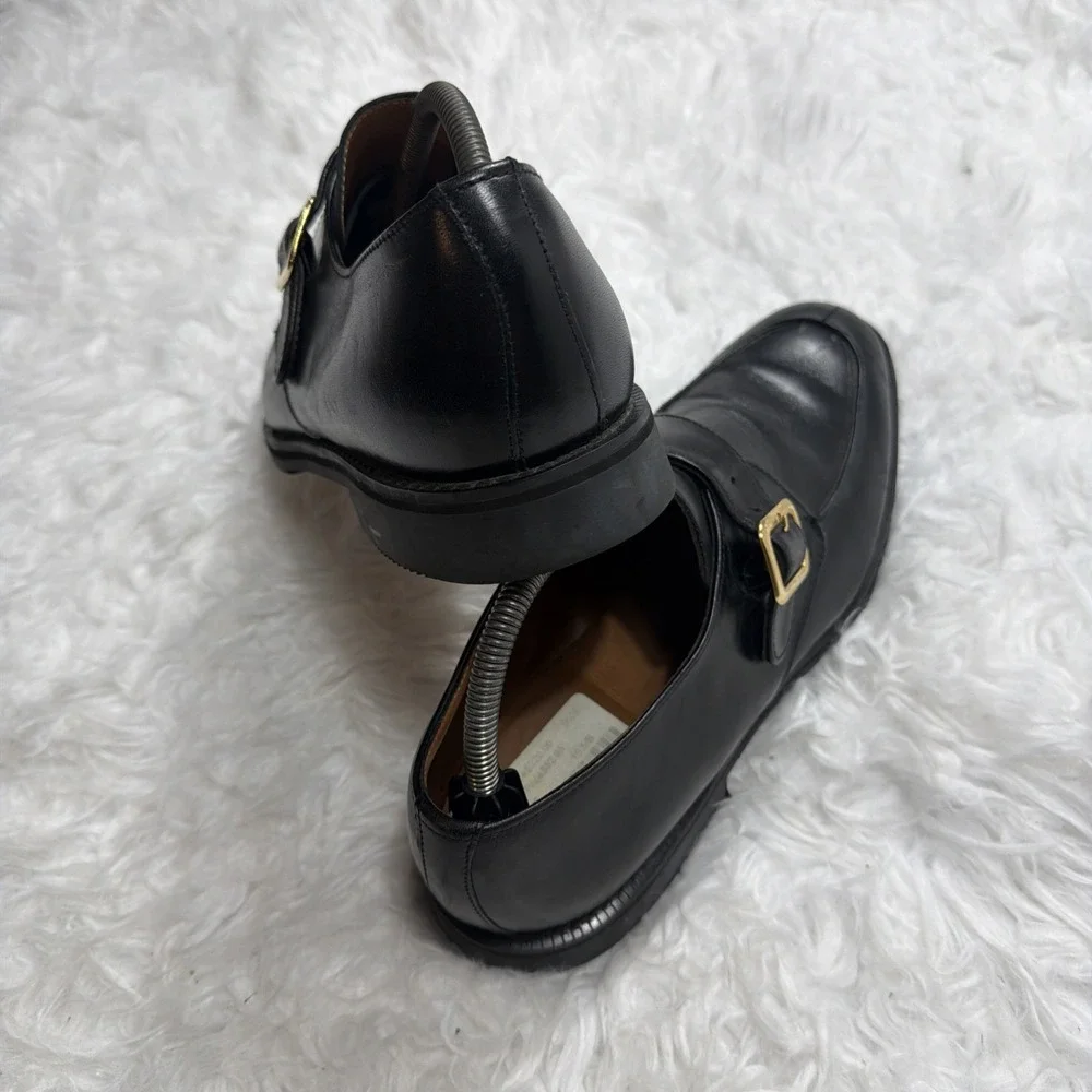 Vintage Made England Monk Strap Dress Shoes‎ Oxfords E.T Wright Black Mens 10.5